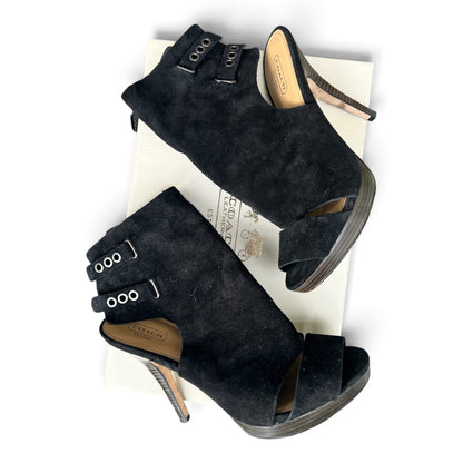 *Coach* Black Suede Two-Buckle Heels, Analeigh, Size 9