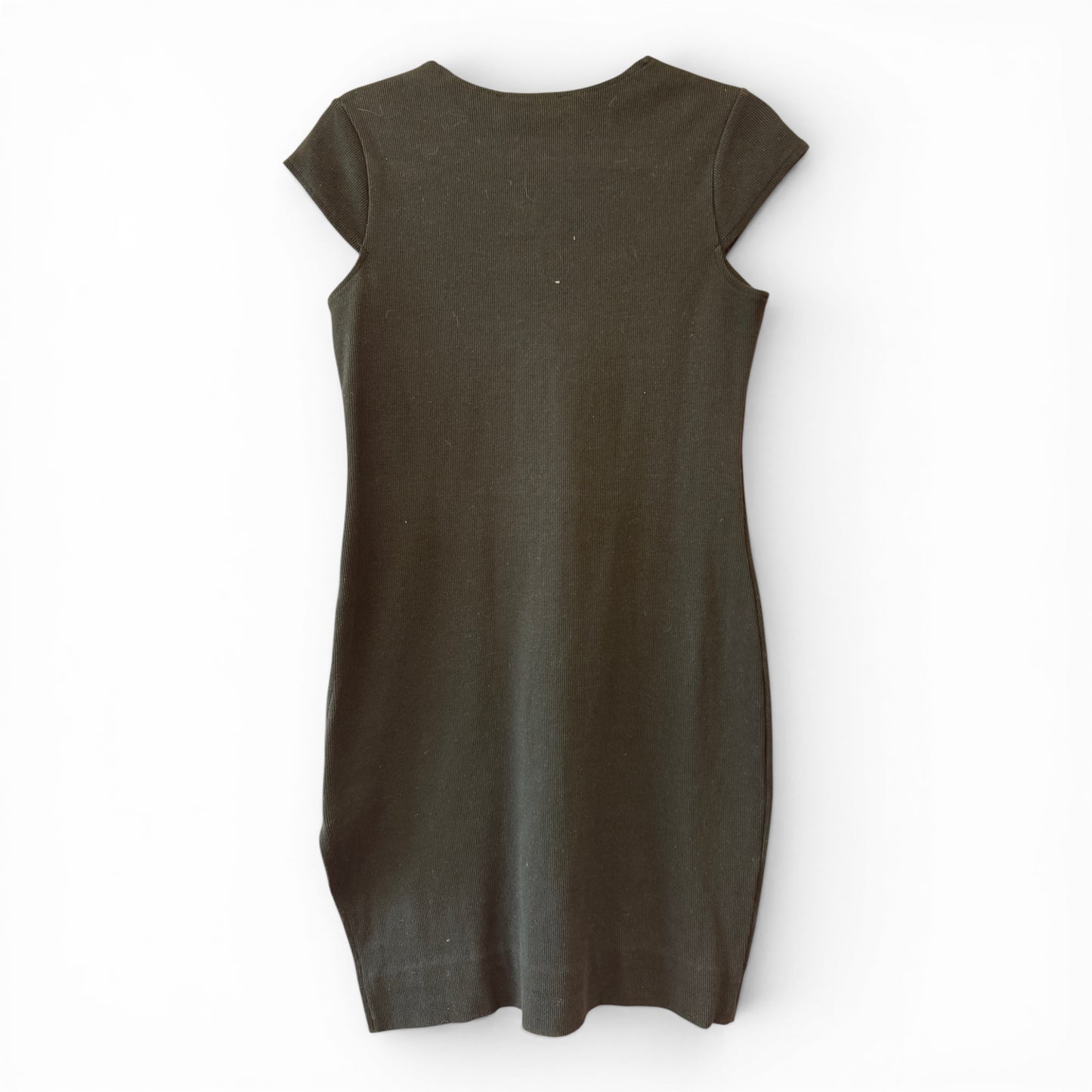 Lioness Black Body Con Ribbed Dress, size large