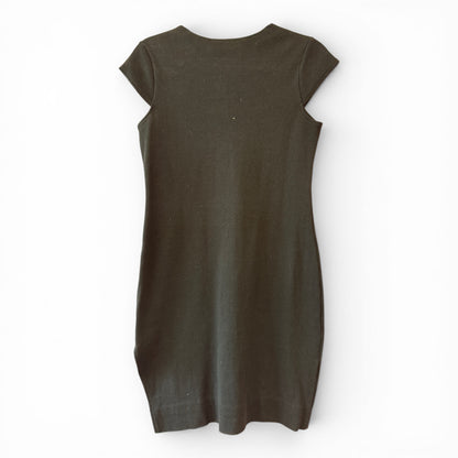 Lioness Black Body Con Ribbed Dress, size large