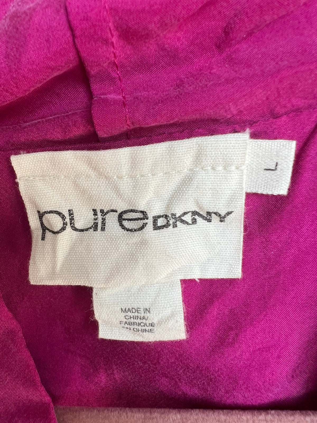 NWT Pure DKNY Magenta 100% Silk Blouse, Size L