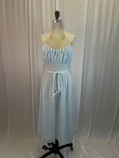 Vintage 60s Pale Blue Sheer Nightgown, size m