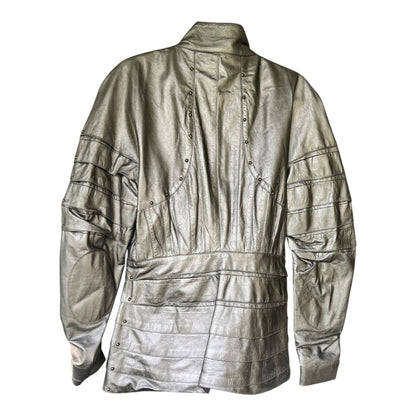 Vintage Ralph Lauren Collection Purple Label Leather Pewter Jacket, Size 6