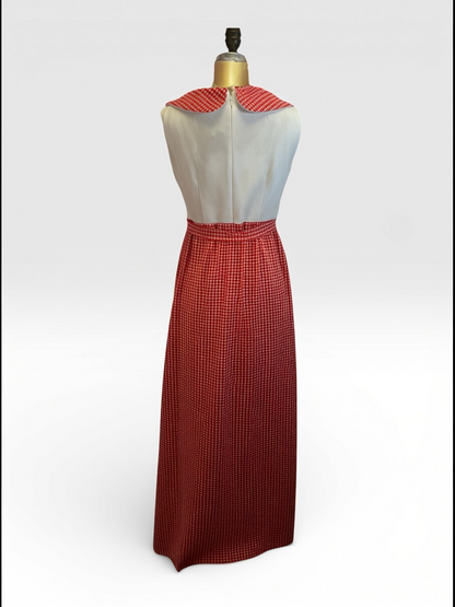 Vintage 60’s/70’s Red Gingham Maxi Dress, sz m