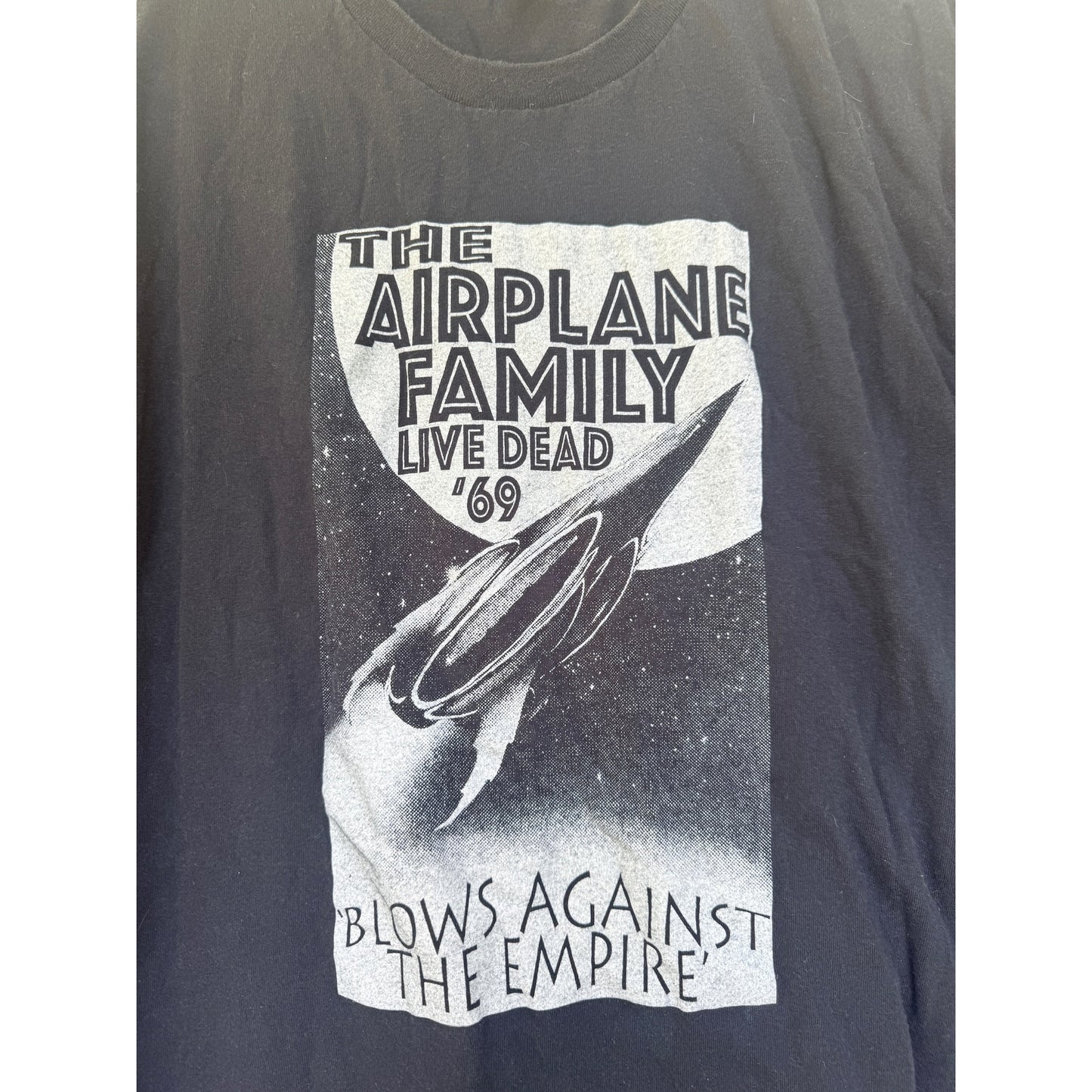 Airplane Family & Live Dead ‘69 Black Gildan Band Concert T-Shirt, XL