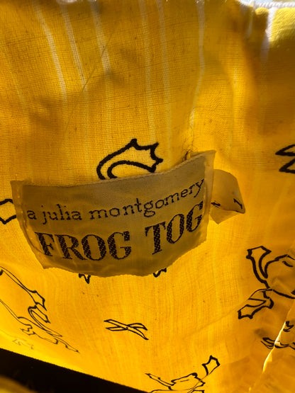 Vintage 70s Frog Tog Dress With Adorable Frog Cottagecore Pattern, Size S