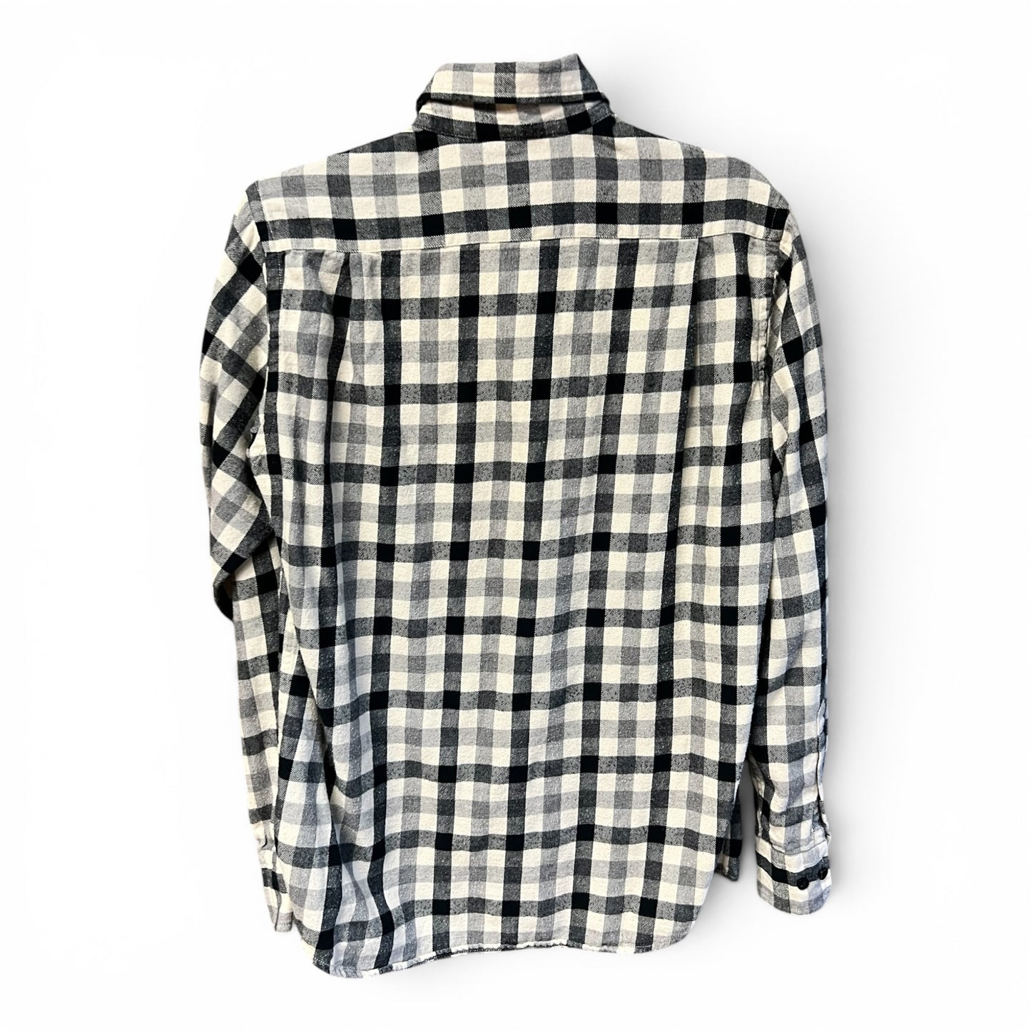 Uniqlo Black & White Plaid Flannel Button Down Shirt, size xs