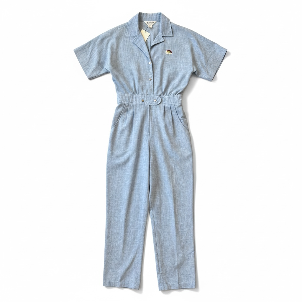 Vintage 70’s Blue Jumpsuit with Rainbow Patch, size s