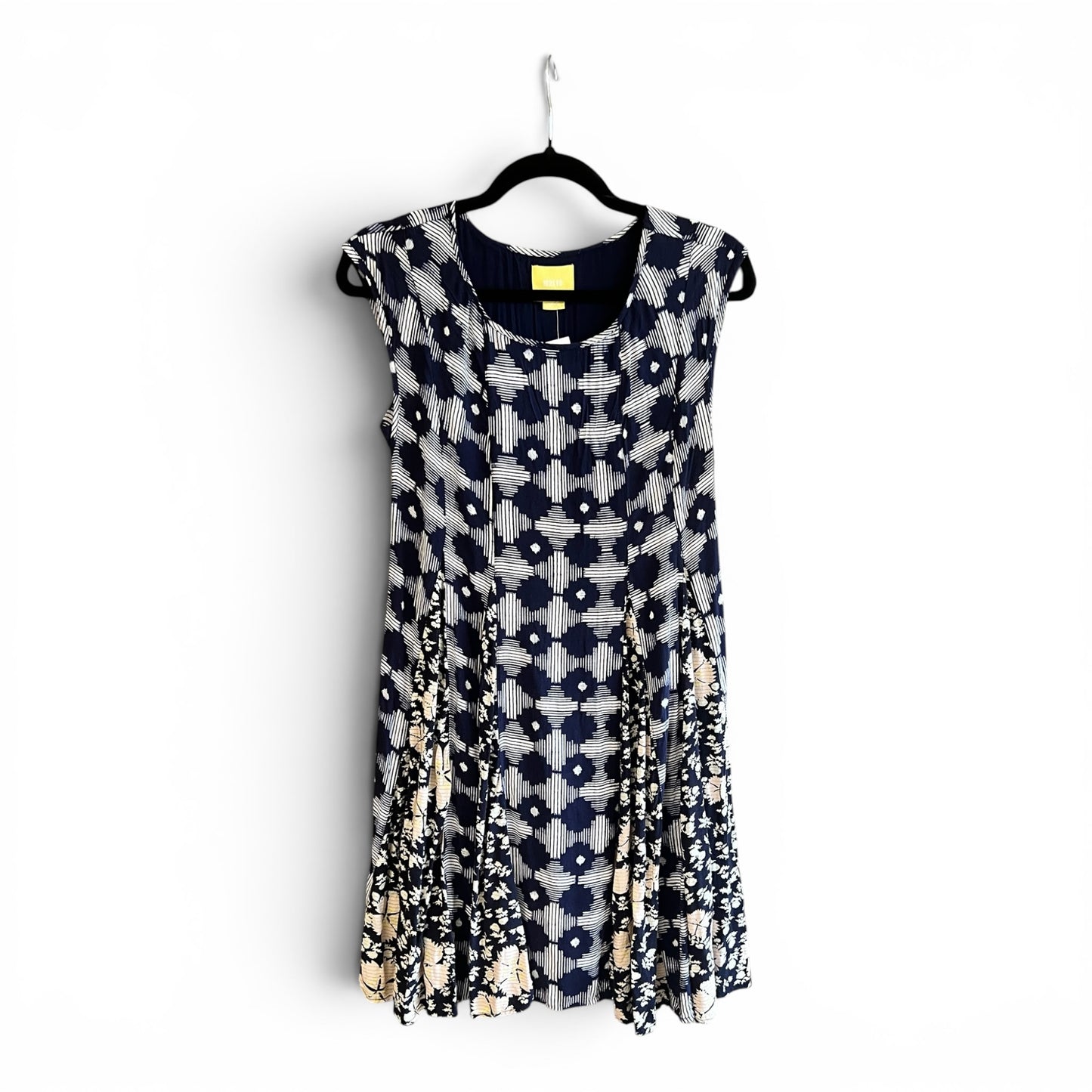 Anthropologie || Maeve Navy Blue Multi Pattern T-Shirt Dress, size xs