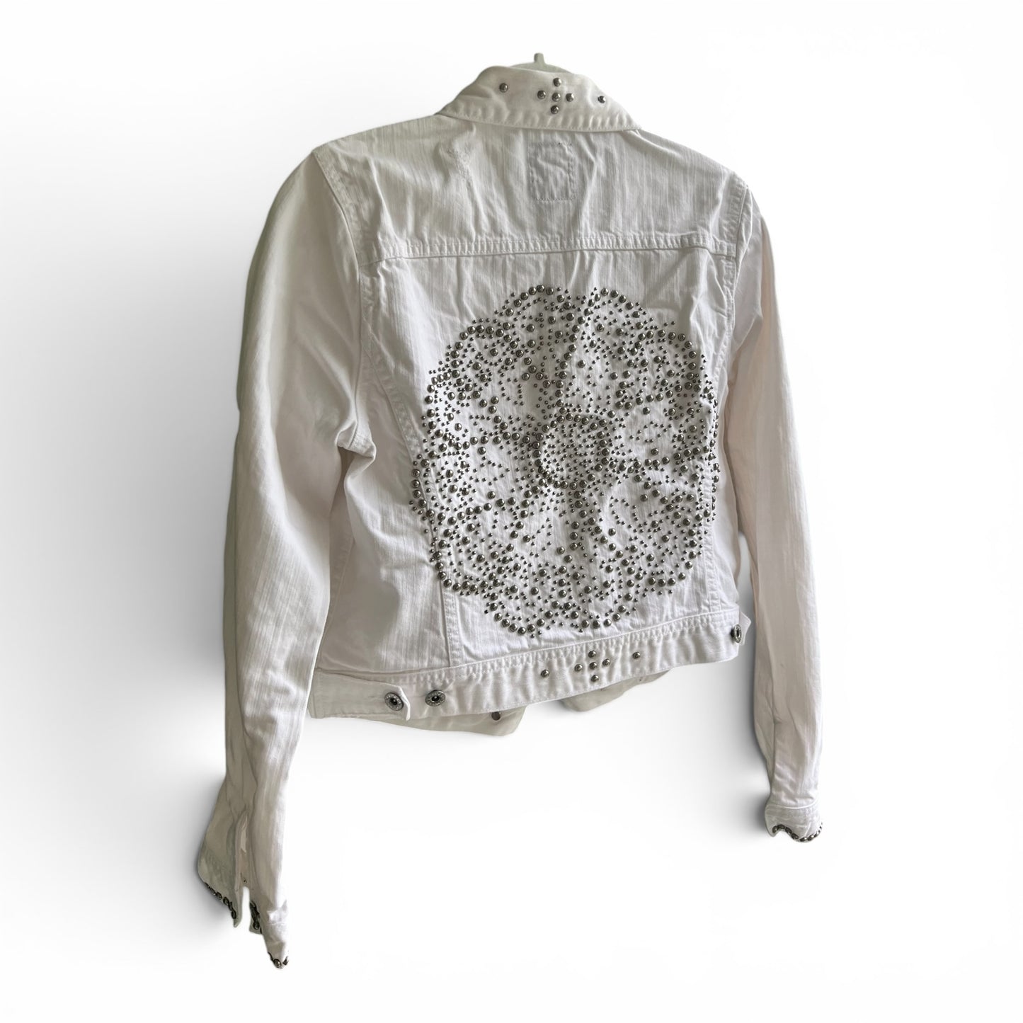 Lucky Brand White Studded Jean Jacket, size large