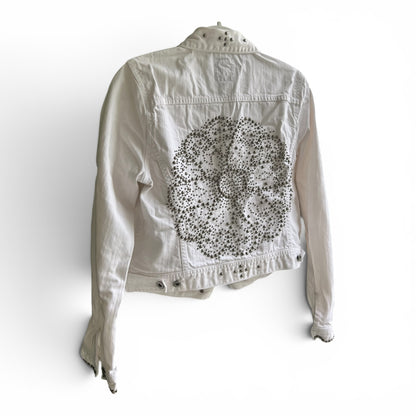 Lucky Brand White Studded Jean Jacket, size large