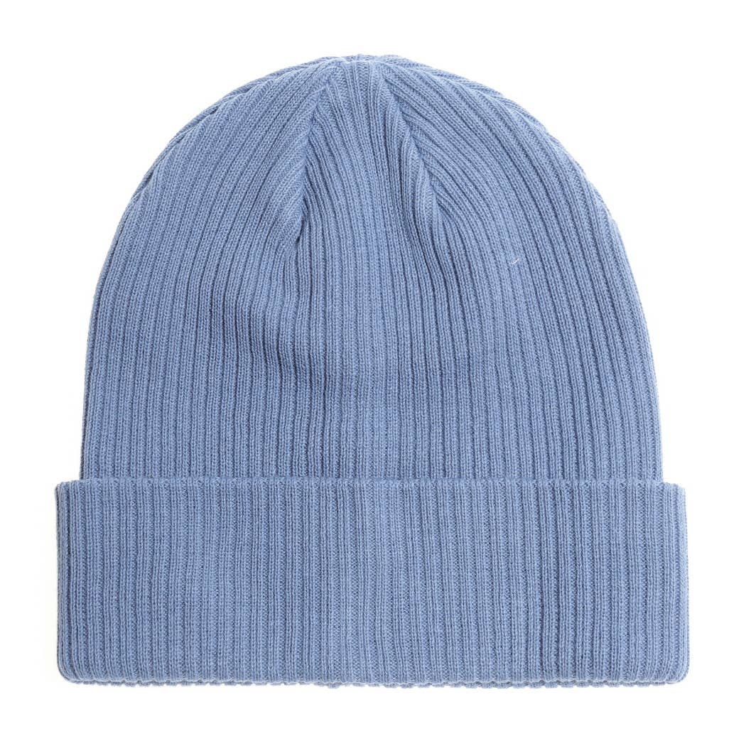 Unisex Cotton Knitted Beanie - Sky Blue