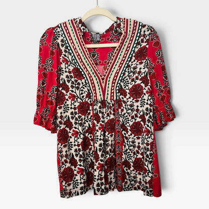 Bl^nk London, Anthropologie, Stephanie Top, Red Floral, Boho, Size S