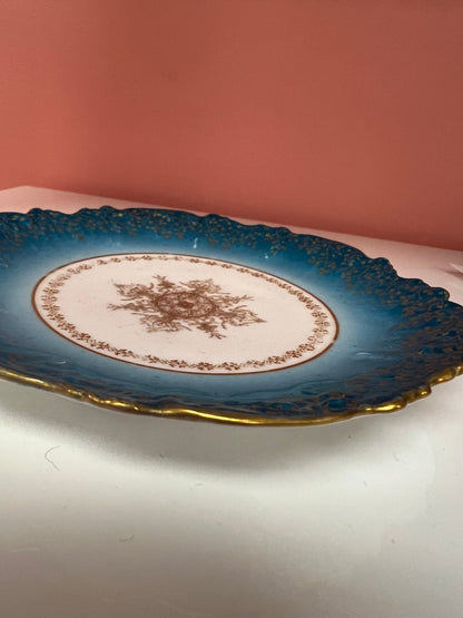 Limoges France Blue and Gold Trinket Dish