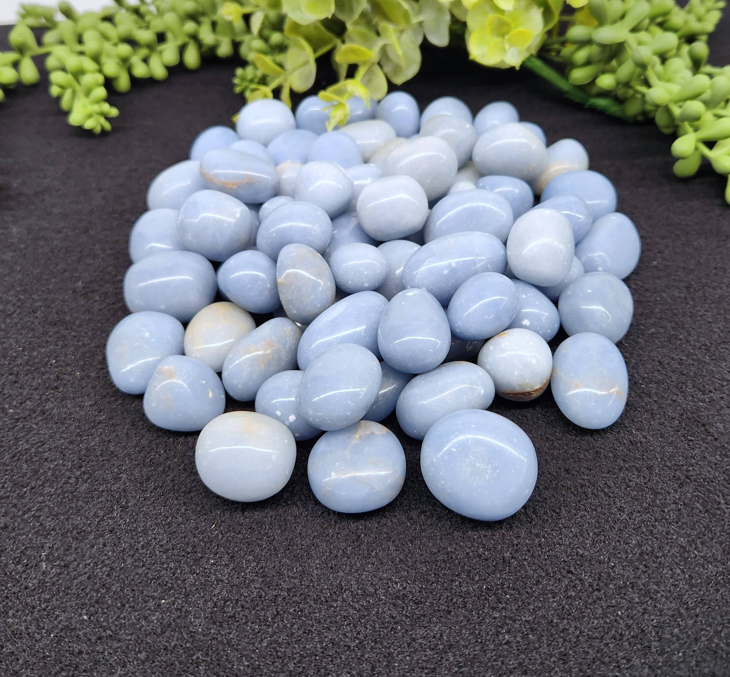 Angelite Tumbled Stone for Serenity/Connecting with Higher Realms (+ Dirty Witch pouch)