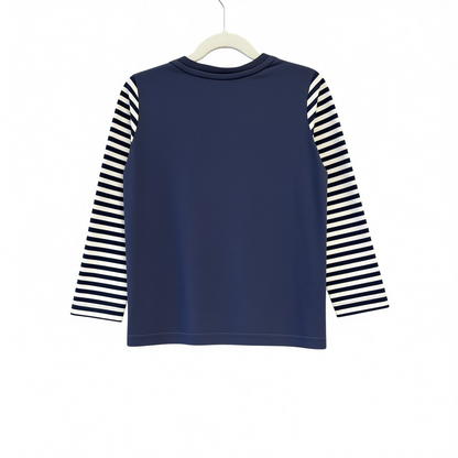 Mini Boden Rockets and Stripes Kids Long Sleeve Shirt, size 6-7Y