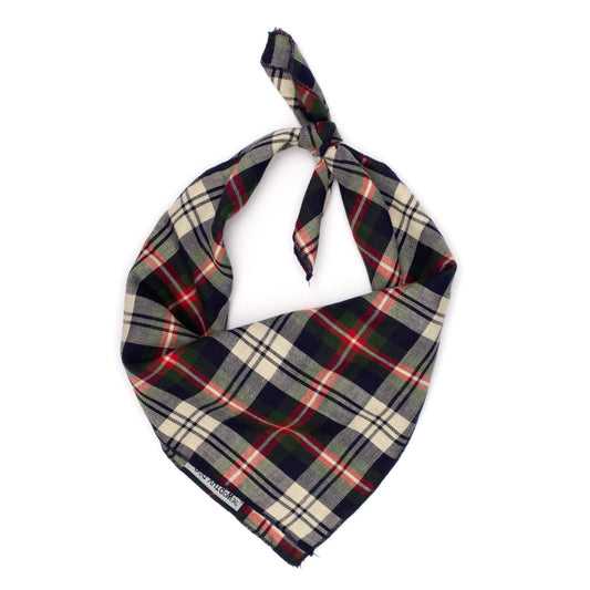 Navy Plaid Dog Bandana | Two Sizes | Perfect Pet Accessory!