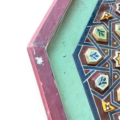Moroccan Painted Coffee Table with Glass