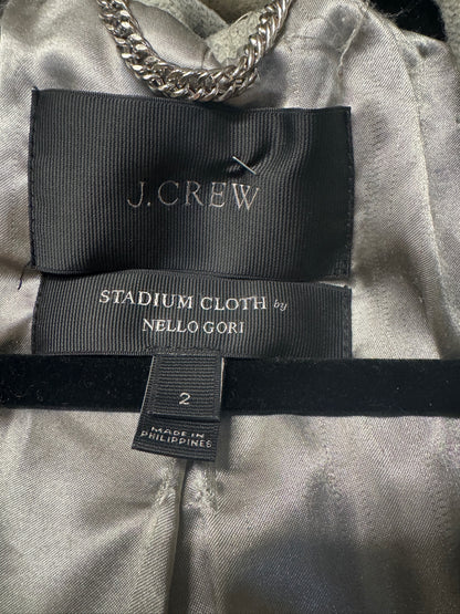 J. Crew Stadium Cloth Coat, Nello Gori, Faux Fur Hood, size 2