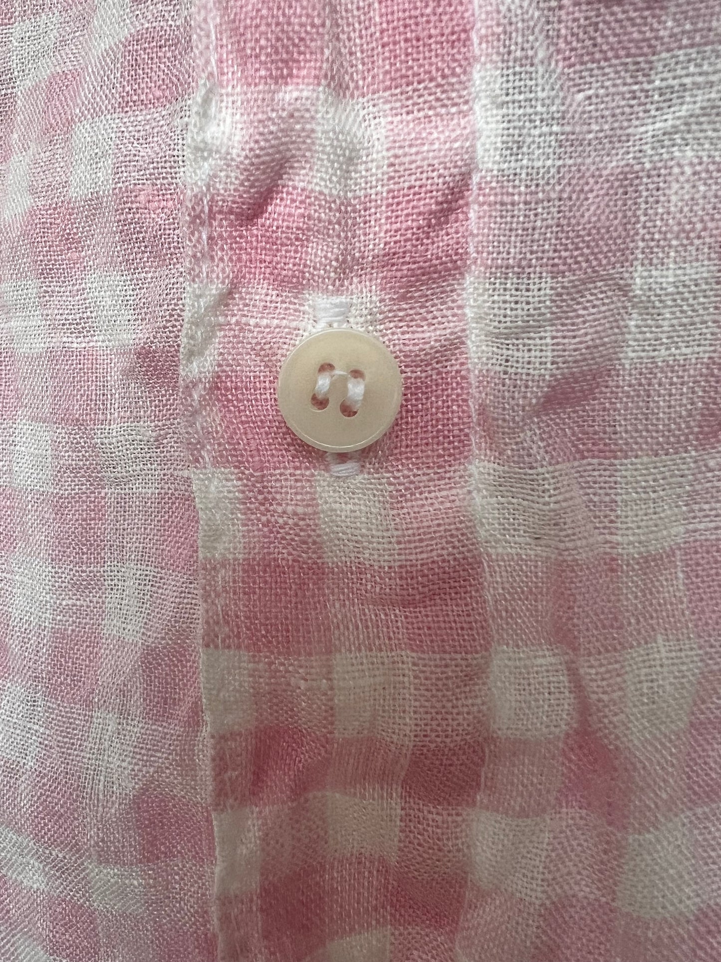 CP Shades Pink Gingham 100% Linen Women’s Button Up Shirt, Size L