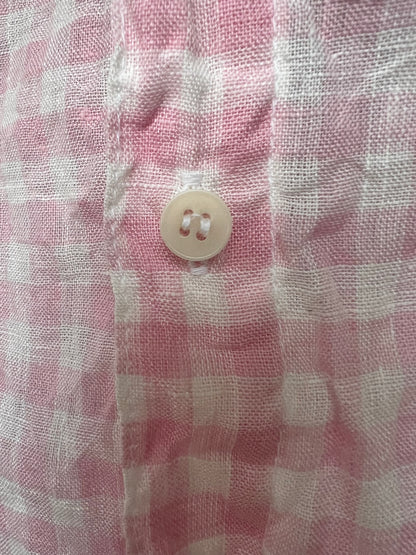CP Shades Pink Gingham 100% Linen Women’s Button Up Shirt, Size L