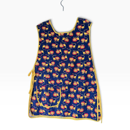 Vintage 70s Kid’s Lion Print Art Smock, Apron, 100% Cotton, Size Small