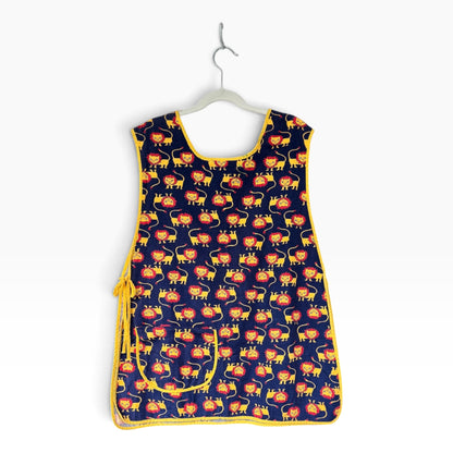 Vintage 70s Kid’s Lion Print Art Smock, Apron, 100% Cotton, Size Small