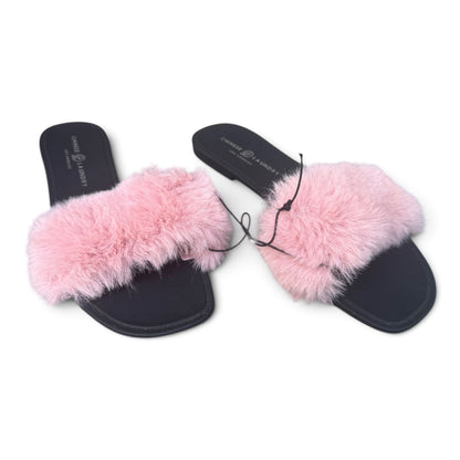 NWOT Chinese Laundry New Pink Fluffy Slides / Sandals, Size 8