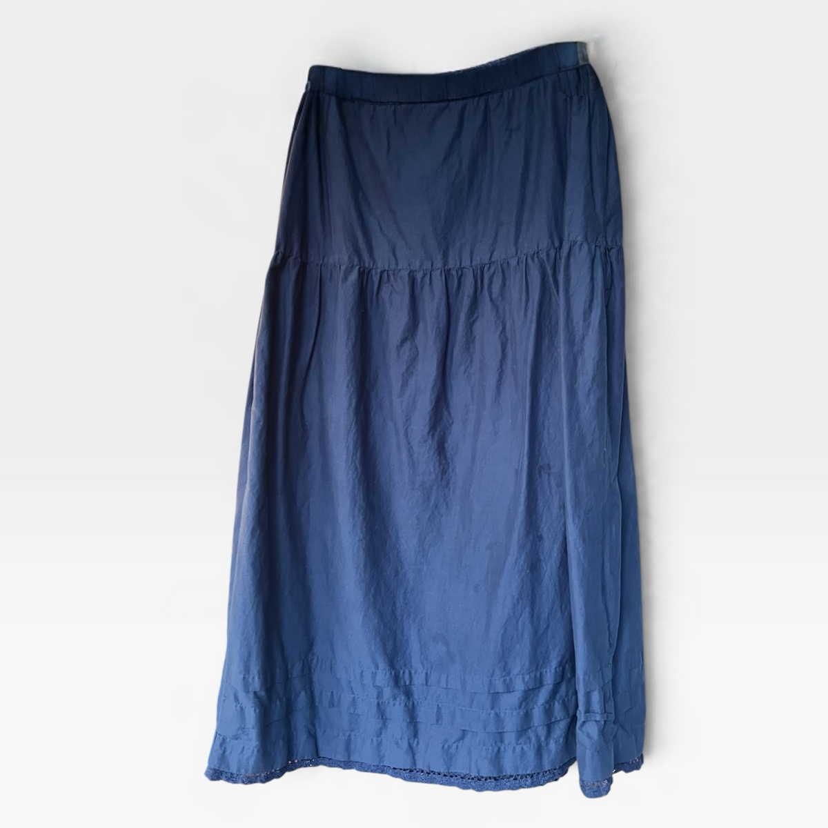 Old Navy Long Midi Skirt With Lace Trim, 100% Cotton, Dark Blue, Size M