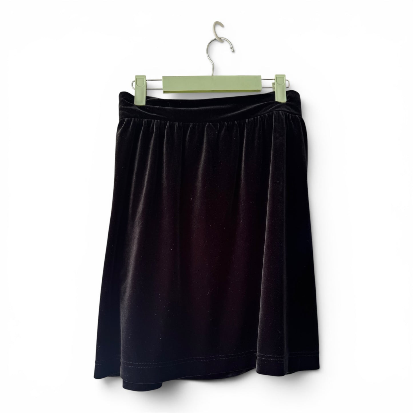 Loft Black Velvet Pull-On Skirt, Size XL