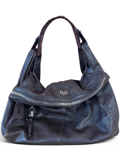 Y2K D&G Dolce & Gabbana Brown Leather Slouchy Hobo Bag
