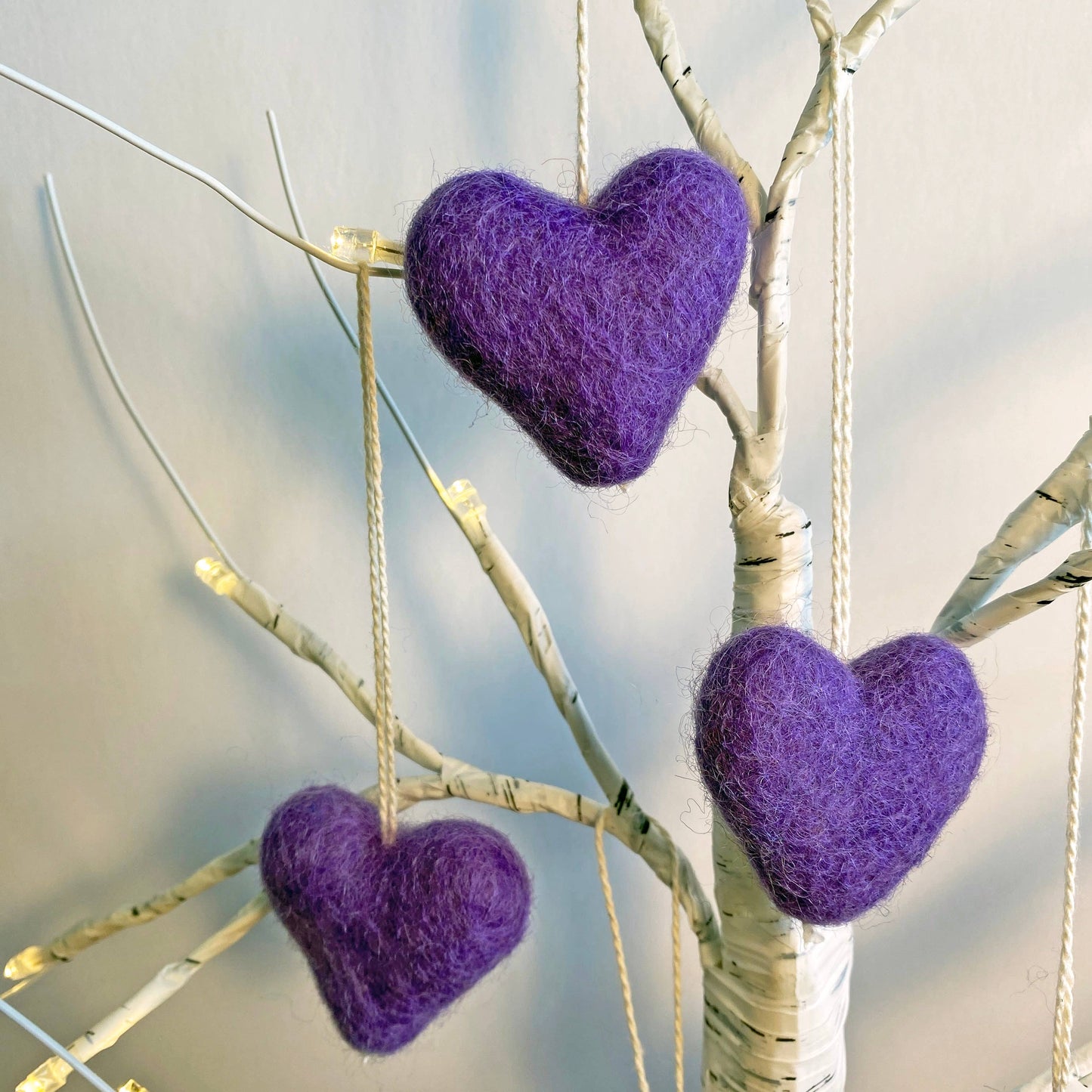 Felt Heart Ornament Singles Purple