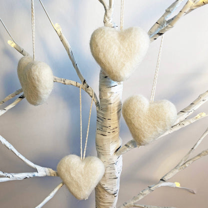 Felt Heart Ornament Singles Fresh Cream