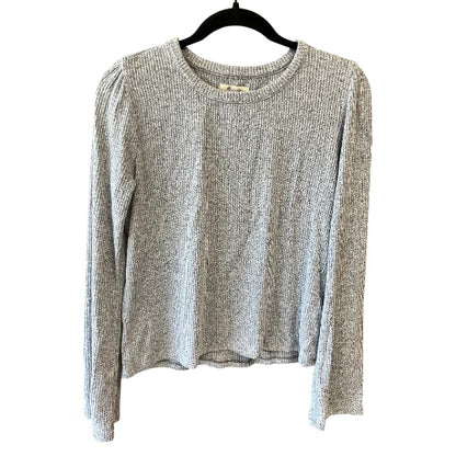Madewell Gray Puff Shoulder Long Sleeved Shirt, size m