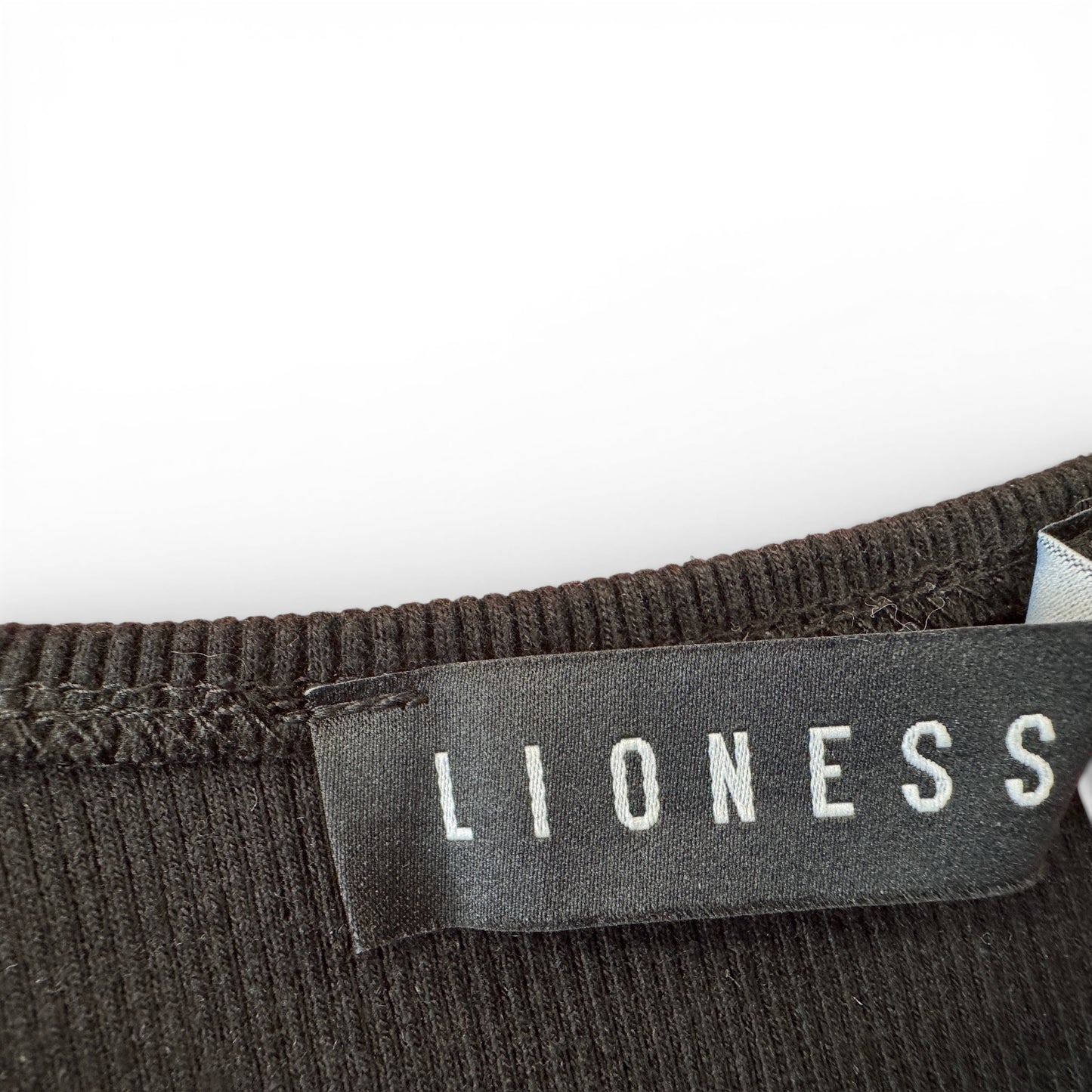 Lioness Black Body Con Ribbed Dress, size large