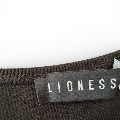 Lioness Black Body Con Ribbed Dress, size large