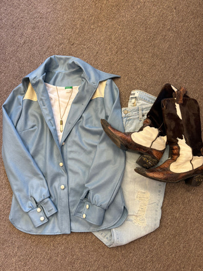 Blue 1970's Western Women’s Pants Suit - 2 piece