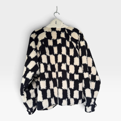 Free People Movement Fleece Black & White Checkered Jacket, Size XL
