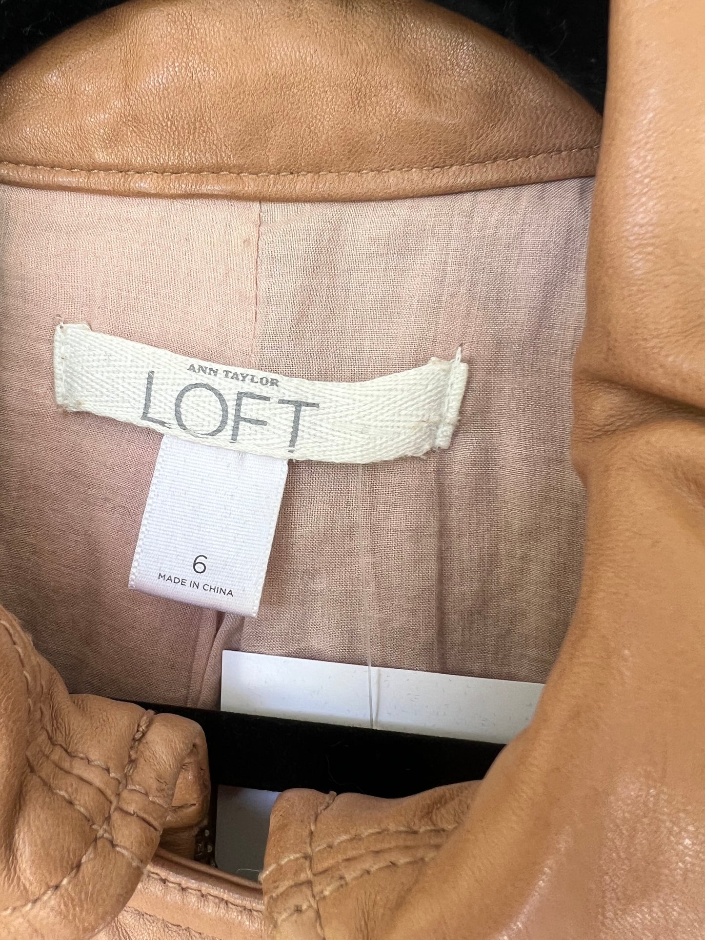 Loft Genuine Leather Tan Jacket, Size 6