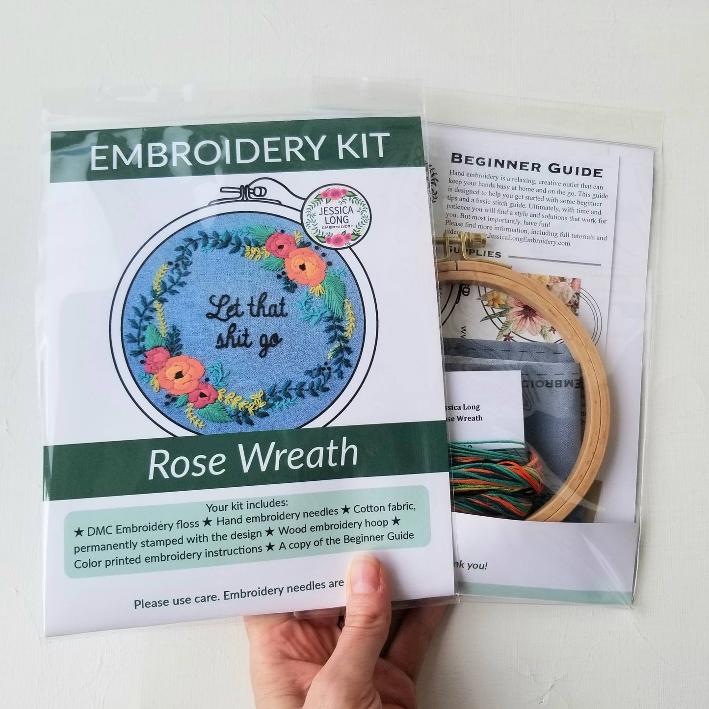 “Let that Sh%# Go” Rose Wreath Beginner Embroidery Kit