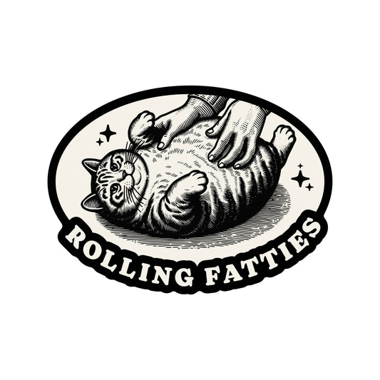 “Rolling Fatties” Fat Cat Feline Kitty Funny Humor High Quality Vinyl Sticker