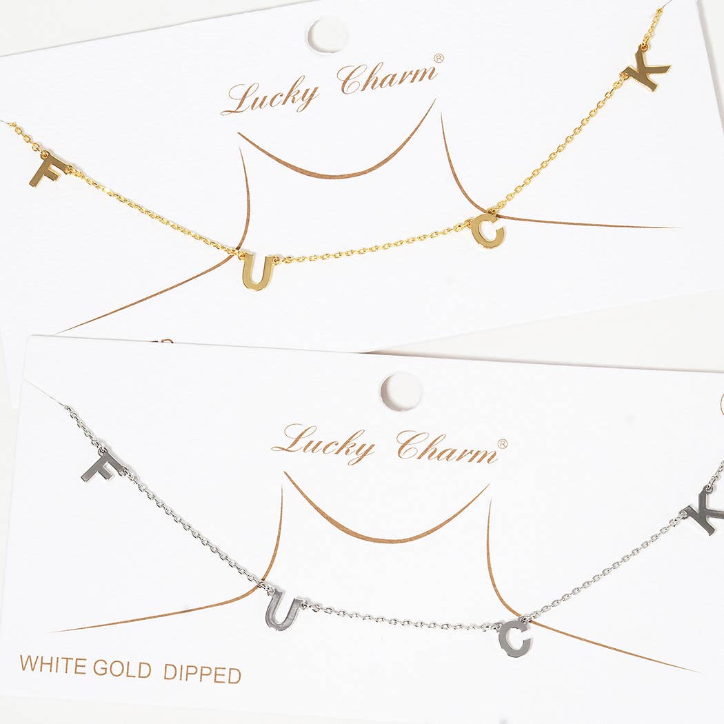 Gold-Dipped F-U Fashion Necklace
