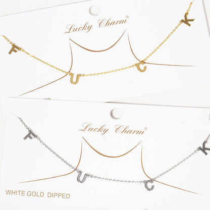 Gold-Dipped F-U Fashion Necklace