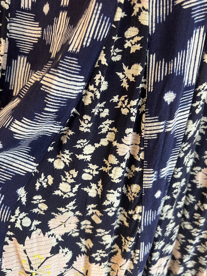 Anthropologie || Maeve Navy Blue Multi Pattern T-Shirt Dress, size xs