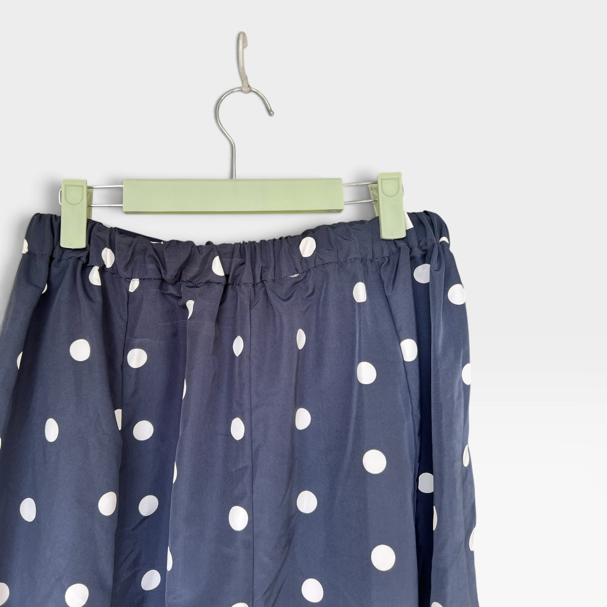 High-Waisted Taffeta Midi Skirt in Navy Dots from "The Occasion by Old Navy" Size MT