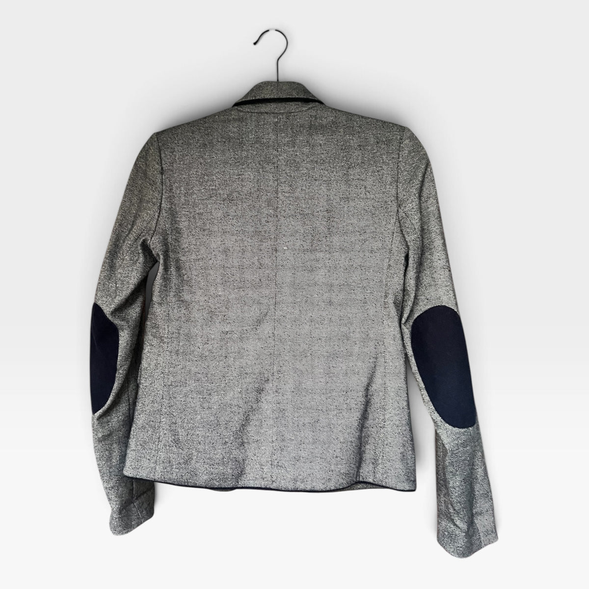 Gap - The Academy Blazer - Gray Wool Blend Tweed Blazer - Elbow Patches, Size 0