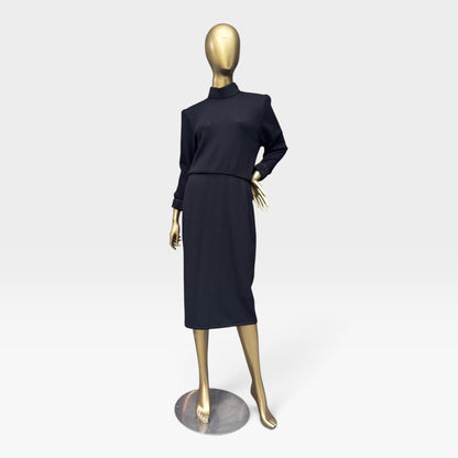 Vintage St. John by Marie Gray, Cutout Back Dress, Black Santana Knit, Size M