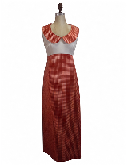 Vintage 60’s/70’s Red Gingham Maxi Dress, sz m