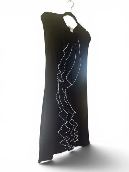 Design History Black T-Shirt Dress With Ruffle, Size S