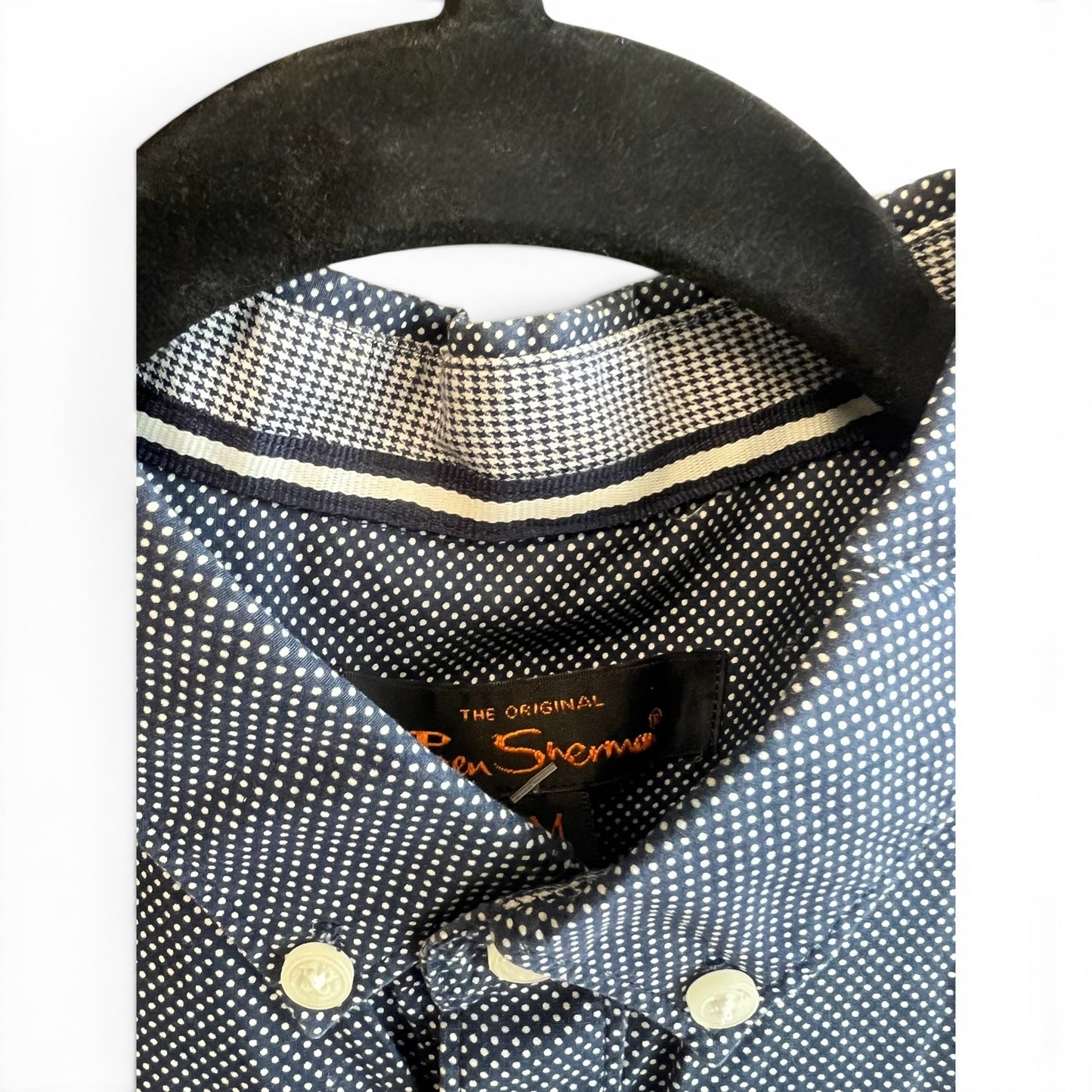Ben Sherman Vintage Y2K Button Up Blue Dot Shirt, size s