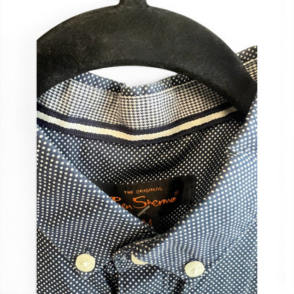 Ben Sherman Vintage Y2K Button Up Blue Dot Shirt, size s